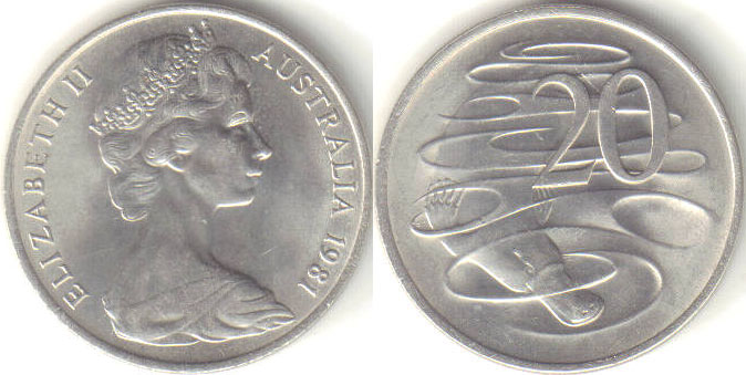1981 Australia 20 Cents (Platypus) A000322